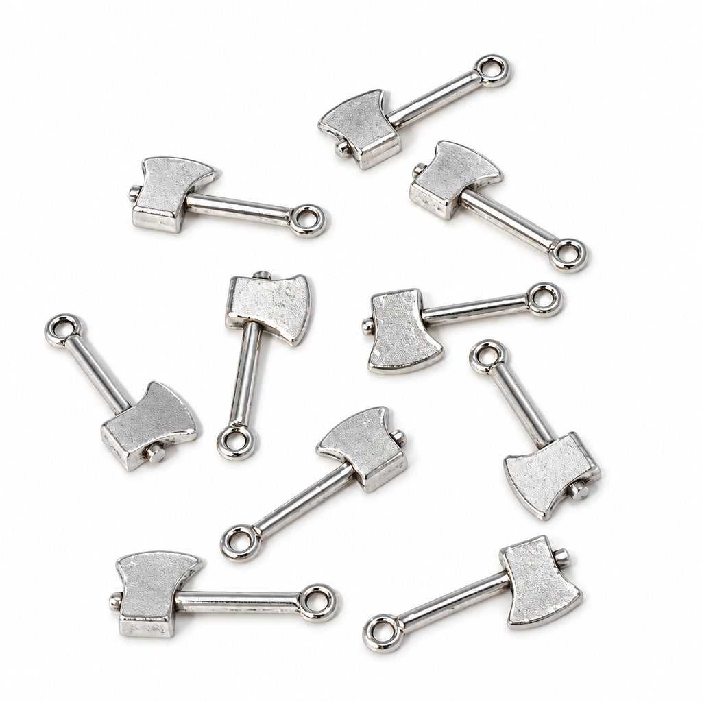 10pc Silver Axe Charms