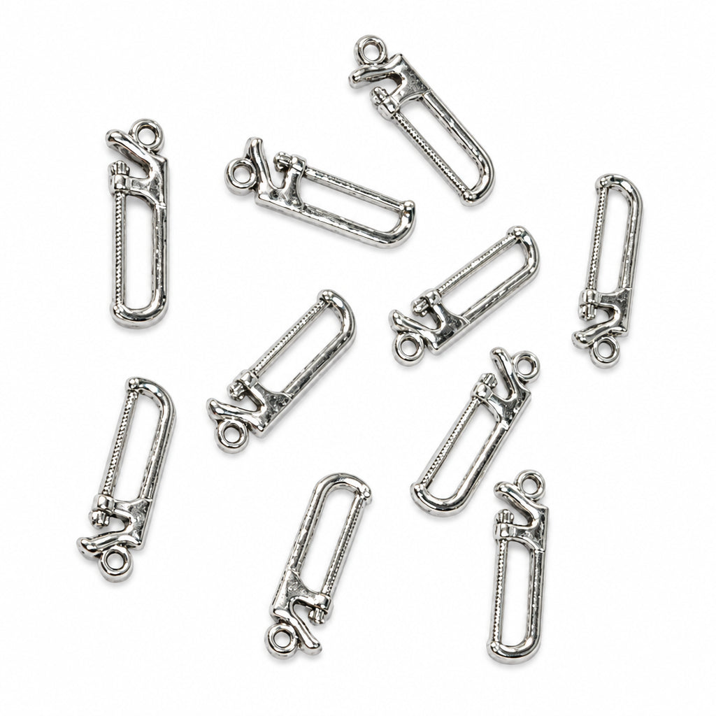 10pc Silver Saw Charms