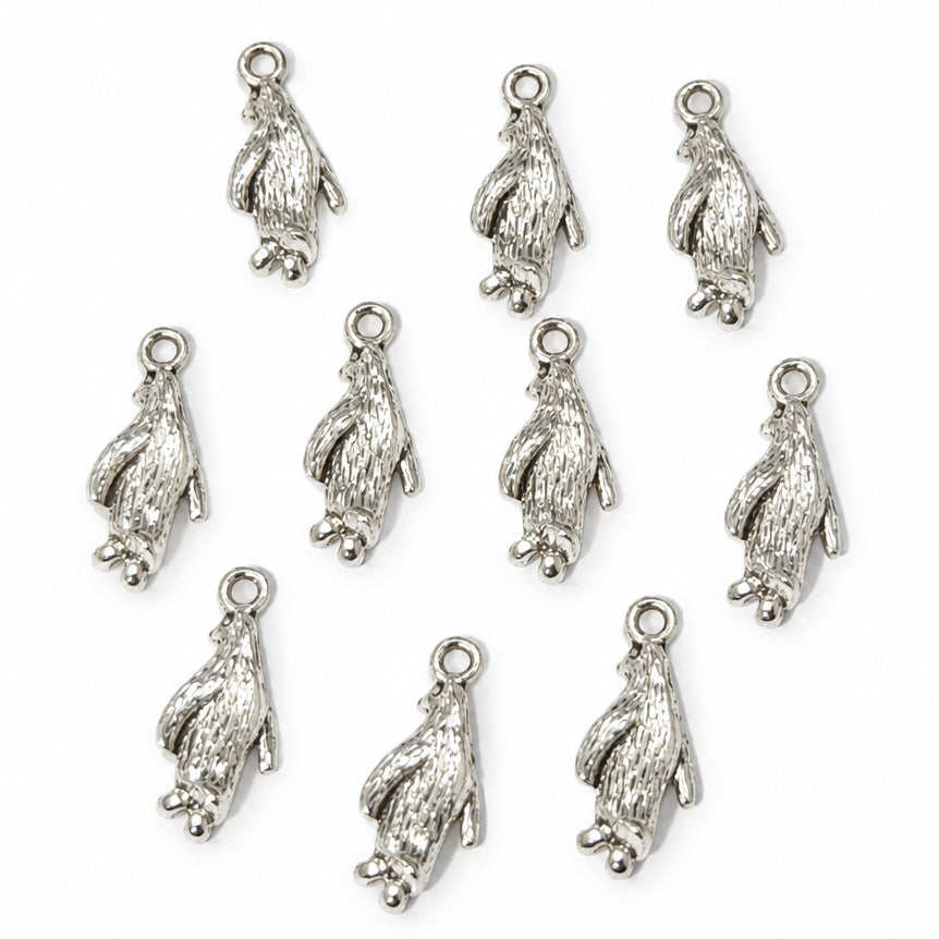 10pc Silver Penguin Charms