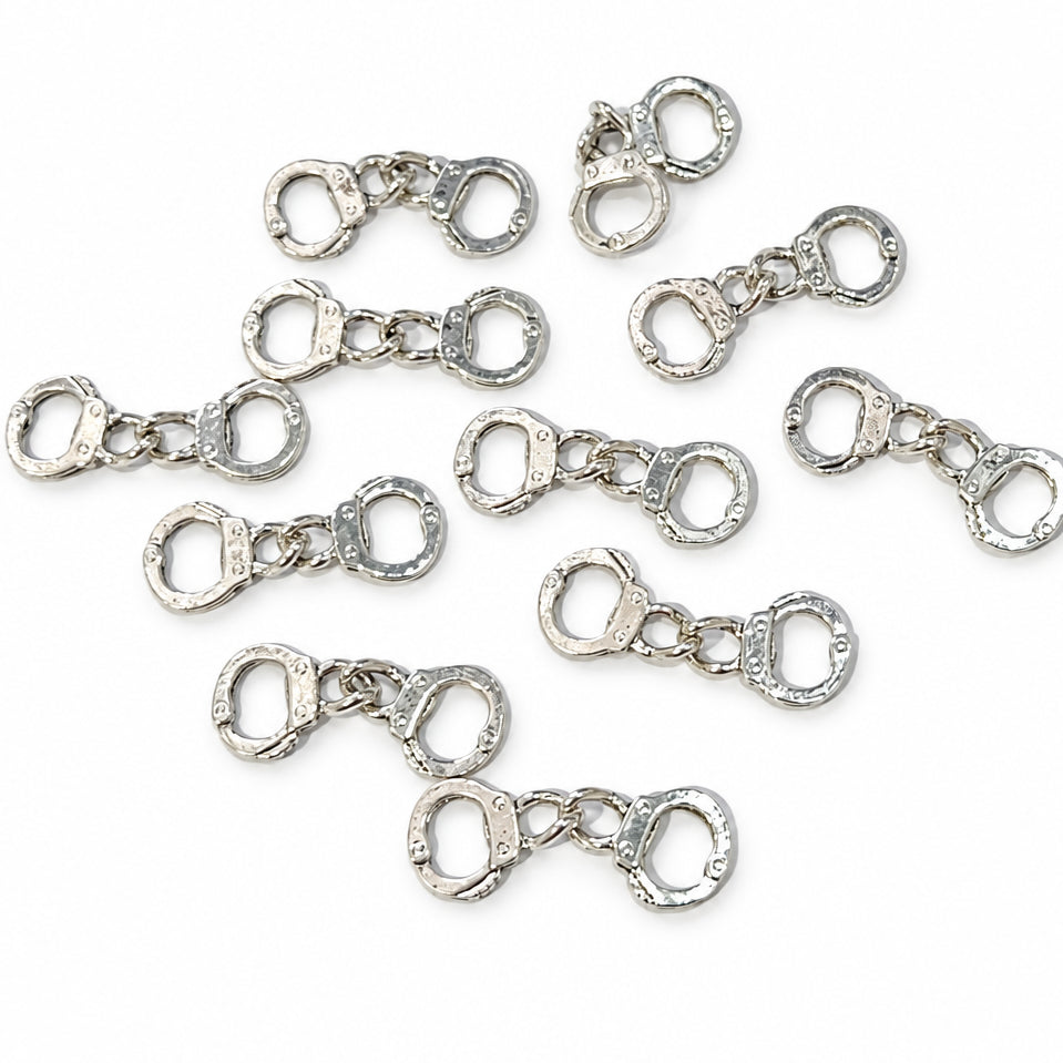 10pc Silver Handcuff Charms
