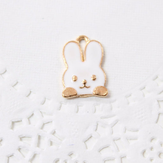 4pc White Bunny Enamel Charms