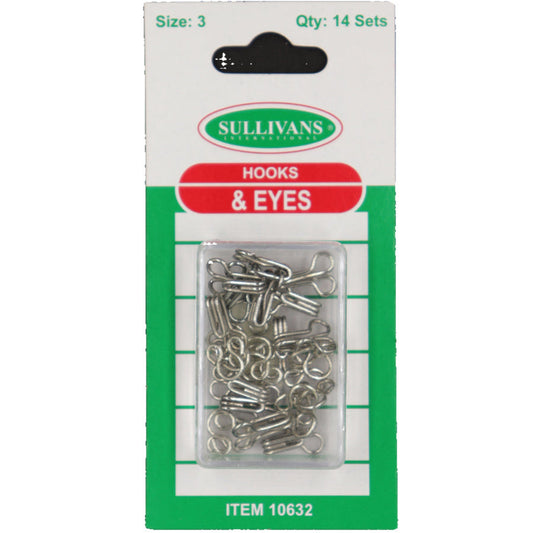 14pc Size 3 Silver Hook & Eyes