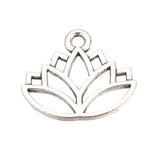 10pc Silver Lotus Flower Charms