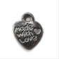 10pc Silver Made with Love Heart Charms