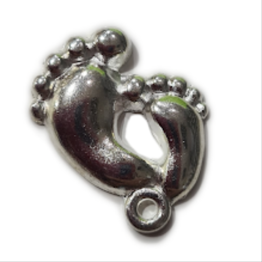 10pc Silver Feet Charms