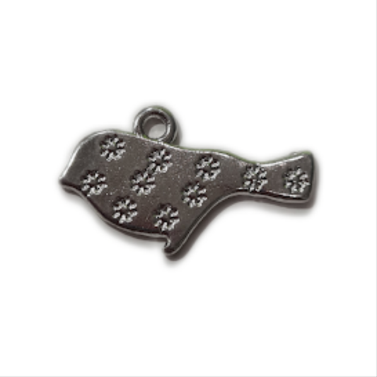 10pc Silver Bird with flowers Charms
