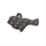 10pc Silver Bird with flowers Charms