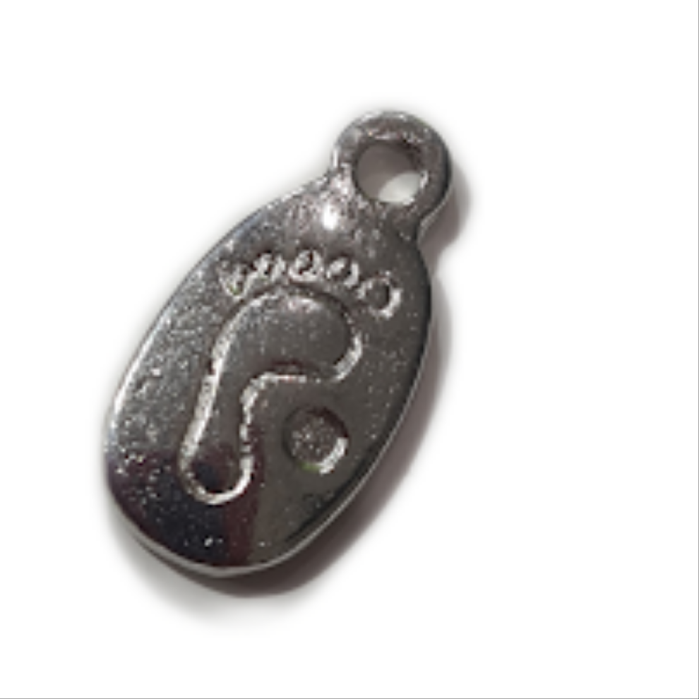 10pc Silver Foot Print Charms