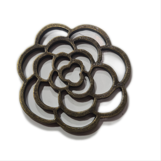10pc Bronze Open Rose Charm Pendants