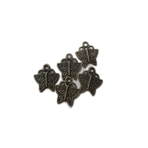 10pc Striped Bronze Butterfly Charms