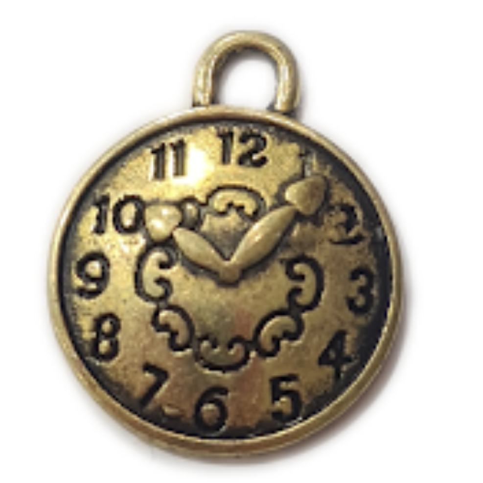 10pc Dark Gold Clock Charms