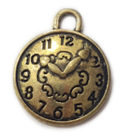 10pc Dark Gold Clock Charms