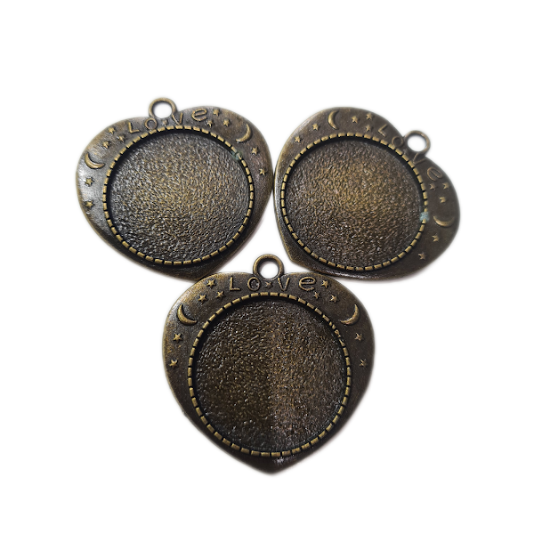 Bronze Love heart Cabochon Pendant