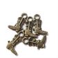 10pc Bronze Cowboy Boot Charms