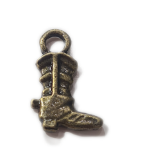 10pc Bronze Cowboy Boot Charms