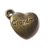10pc Bronze 'Grandma' Heart  Charms