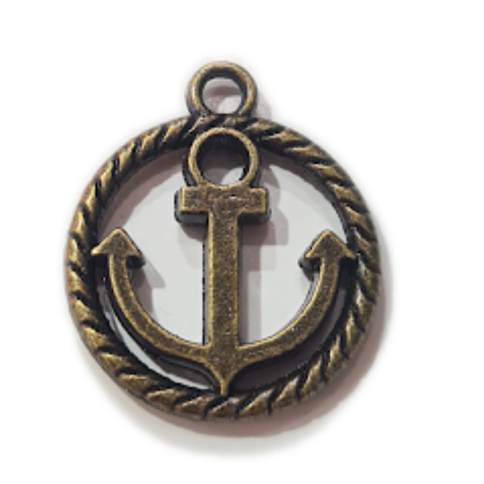 10pc Bronze Anchor in round Charms