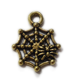 10pc Dark Gold Spider Web & Spider Charms