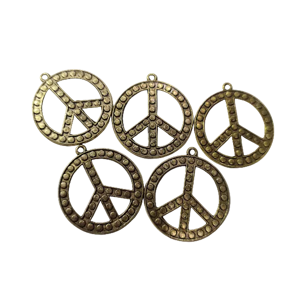 10pc Dark Gold Peace Sign Pendants
