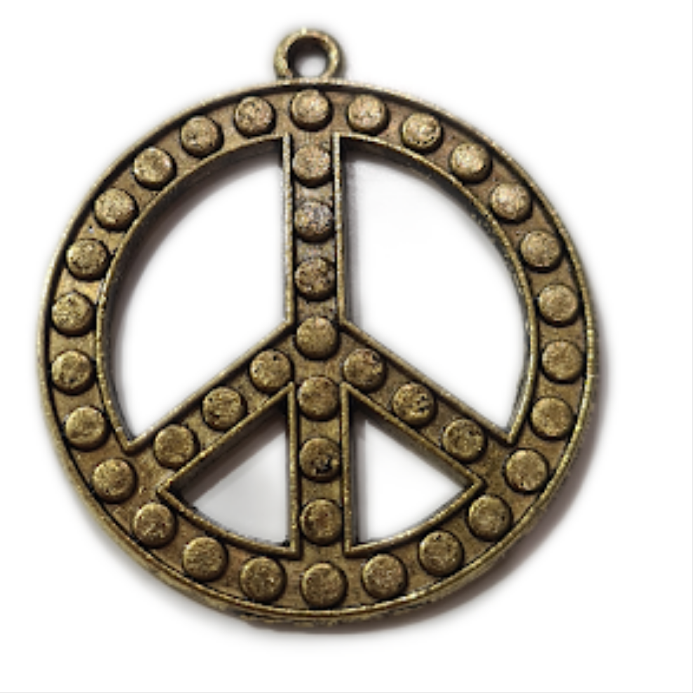 10pc Dark Gold Peace Sign Pendants