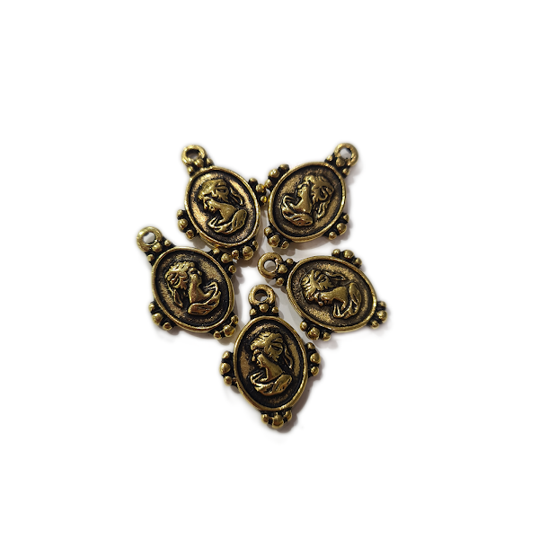 10pc Gold Portrait Charms