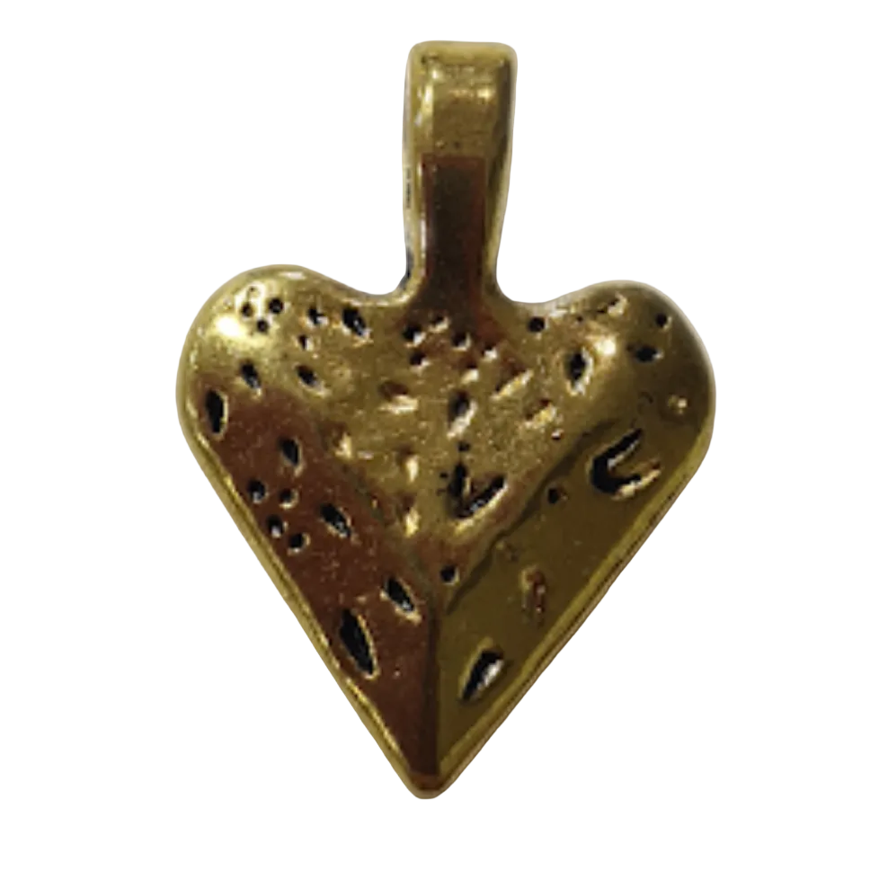 10pc Dark Gold Heart Pendant Charm