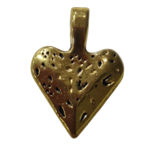 10pc Dark Gold Heart Pendant Charm