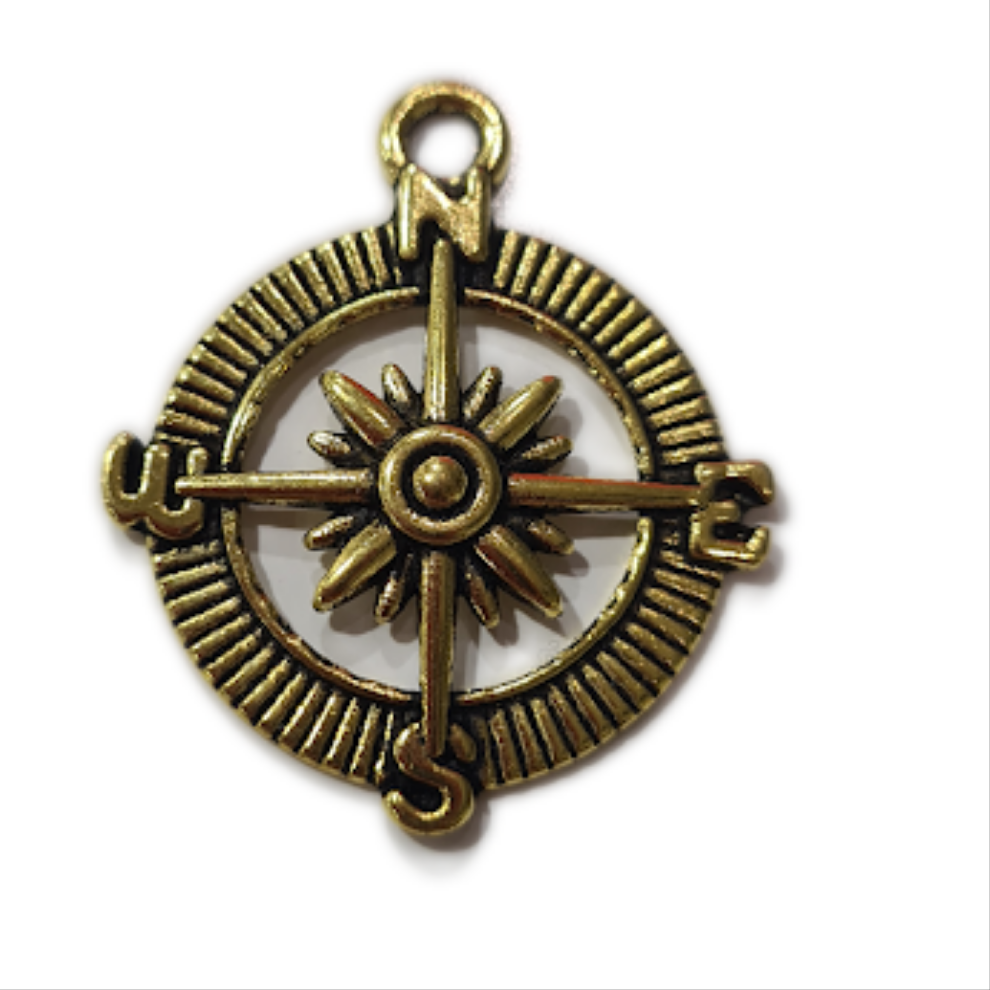 10pc Gold Compass Pendants