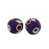 2pc Purple & Diamond Kashmiri Beads