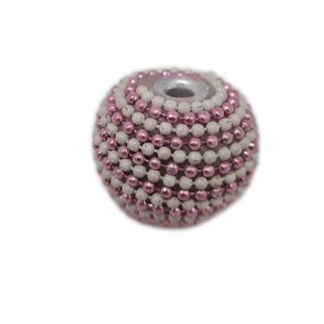 13pc White & Pink Beaded Kashmiri Beads