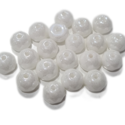 LAST1! 20pc Czech Shiny White Rondelle Beads
