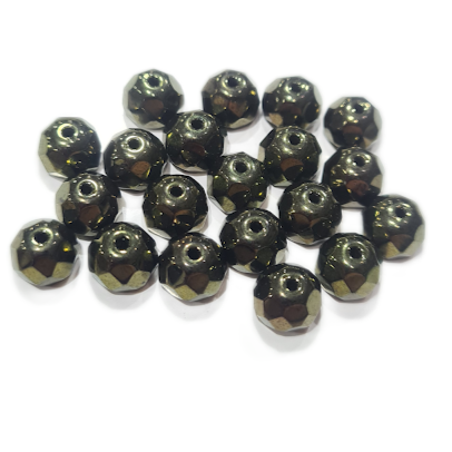 LAST1! 20pc Czech Black/Gold Rondelle Beads