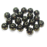 LAST1! 20pc Czech Black/Gold Rondelle Beads