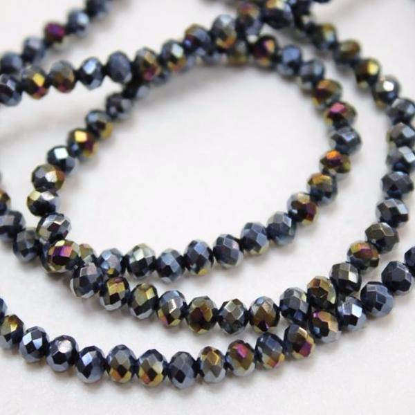 Black Electroplated Crystal Rondelles Approx 148 beads