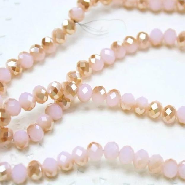 Pink Dual Coloured Crystal Rondelles Approx 100 beads