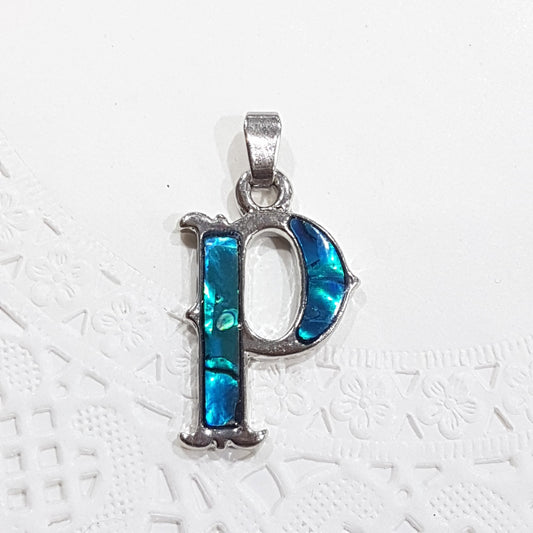 Letter P Paua Shell Pendant