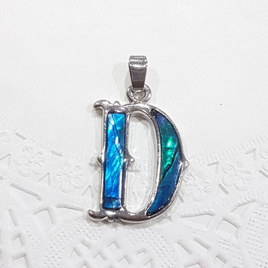 Letter D Paua Shell Pendant