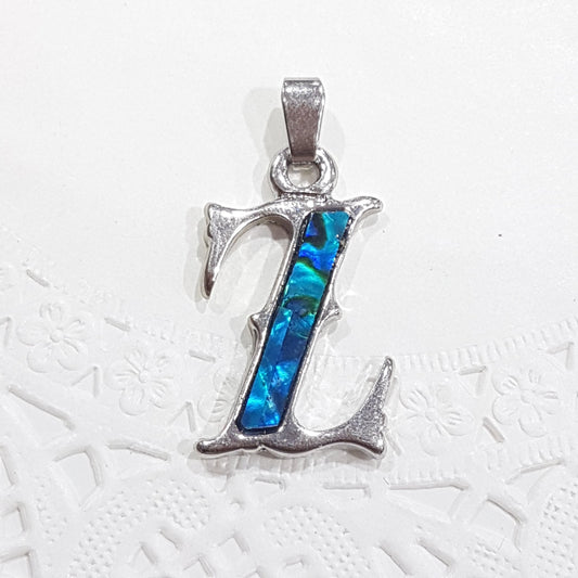 Letter Z Paua Shell Pendant