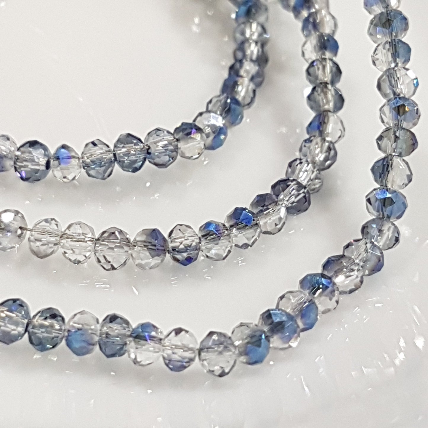 Dual Coloured Blue Crystal Rondelles Approx 152 beads