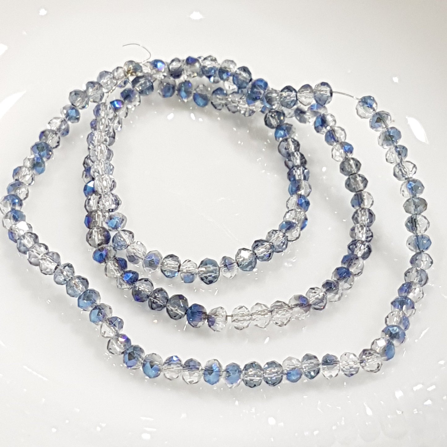 Dual Coloured Blue Crystal Rondelles Approx 152 beads