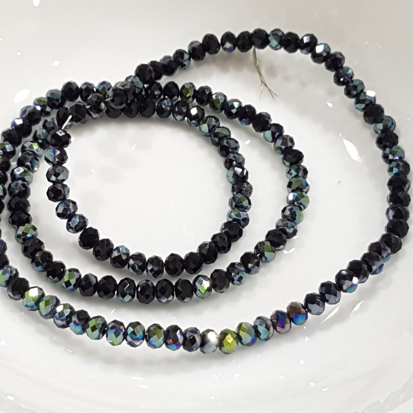 Black Electroplate Crystal Rondelles Approx 148 beads