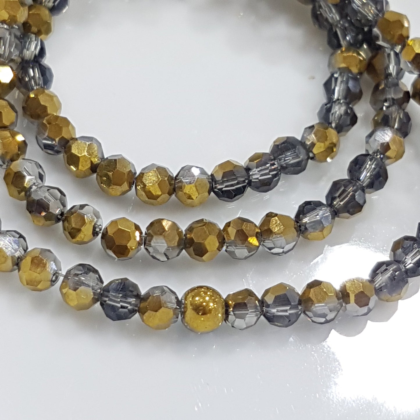 Gold Dual Colour Crystal Glass Beads Approx 94 beads