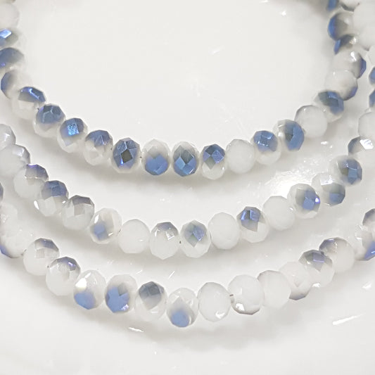 White and Blue Crystal Rondelles Approx 100 beads