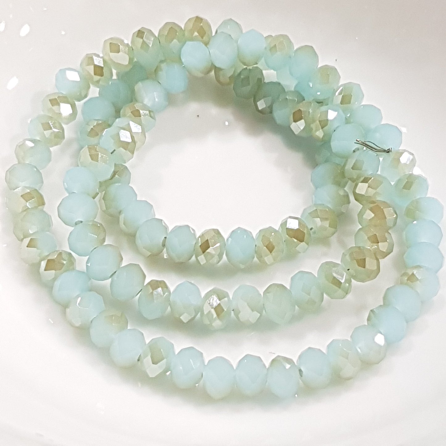 Dual Blue Crystal Rondelles Approx 100 beads