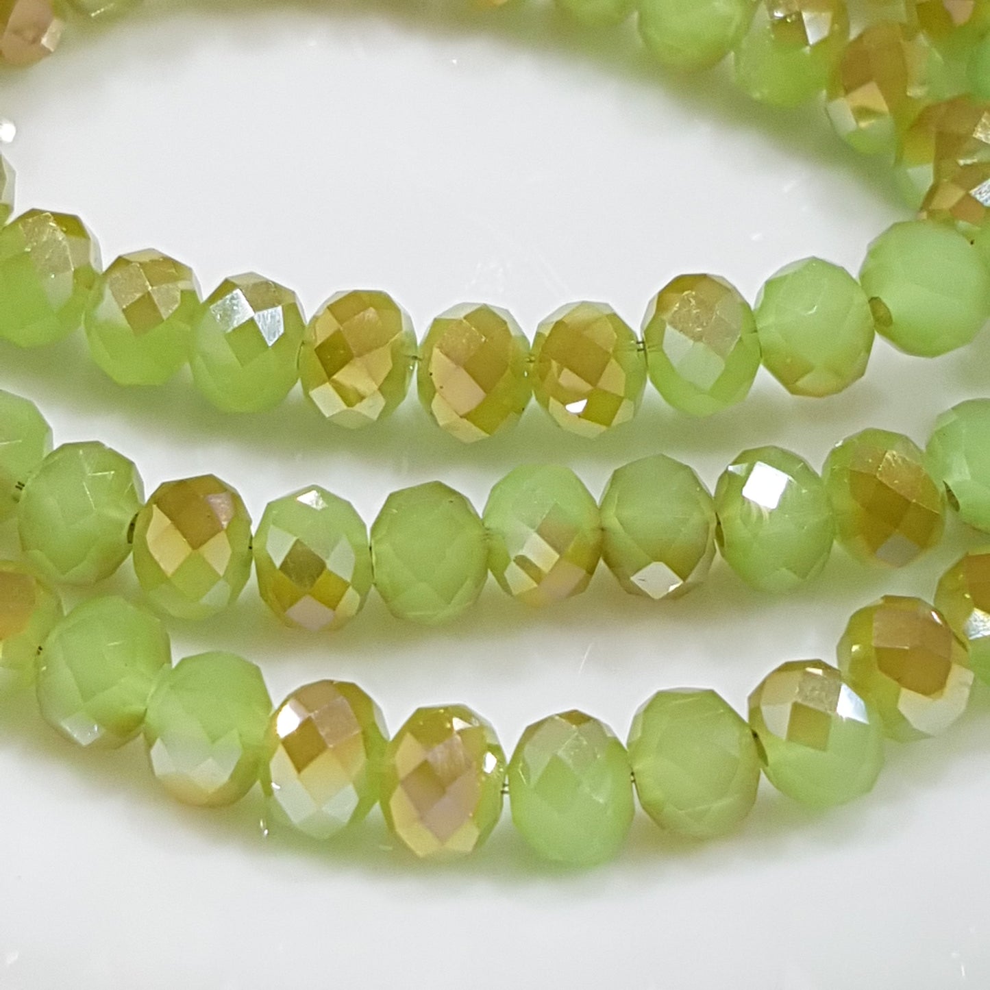 Dual Green Crystal Rondelles Approx 100 beads