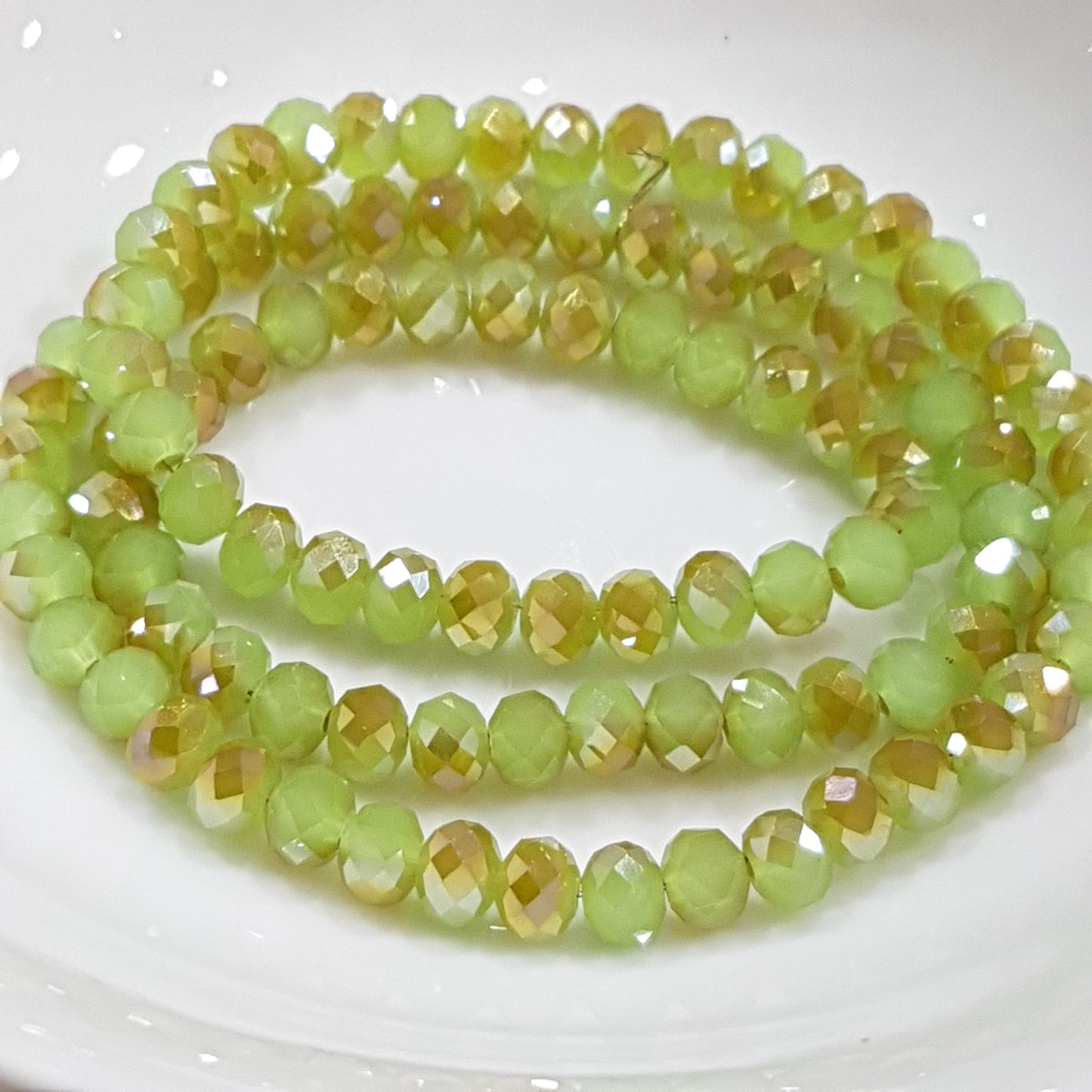 Dual Green Crystal Rondelles Approx 100 beads