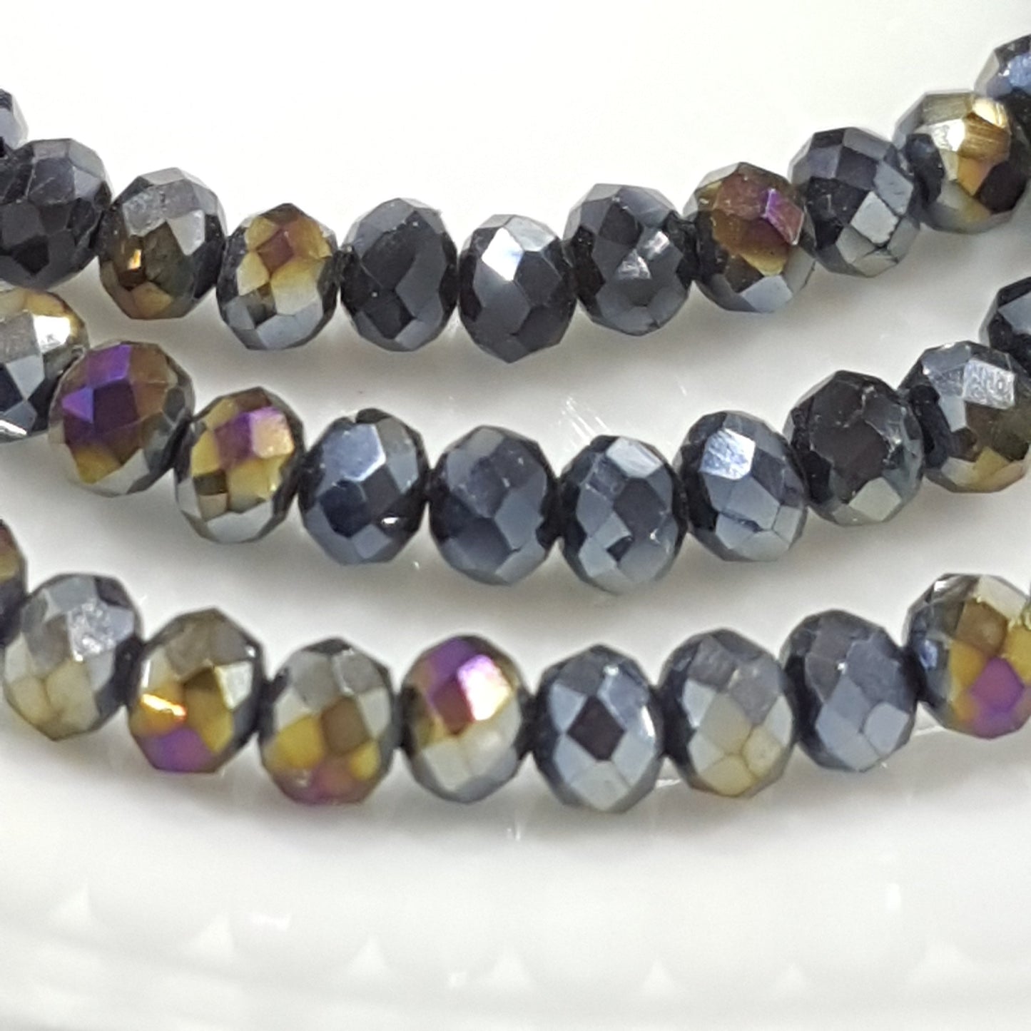 Black Electroplated Crystal Rondelles Approx 148 beads