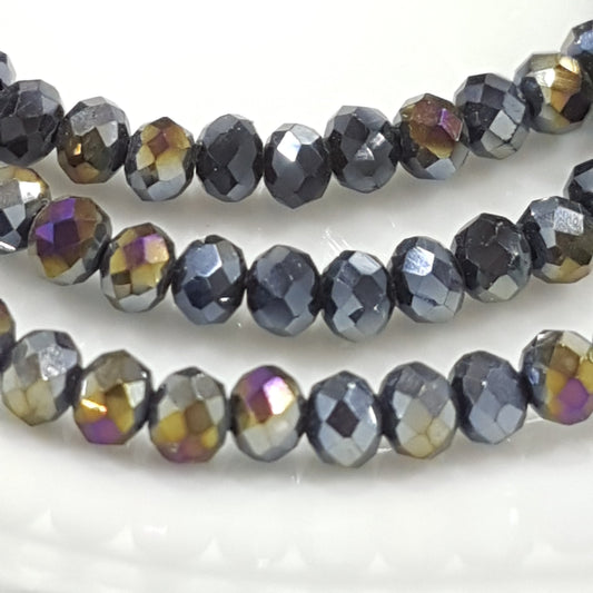 Black Electroplated Crystal Rondelles Approx 148 beads