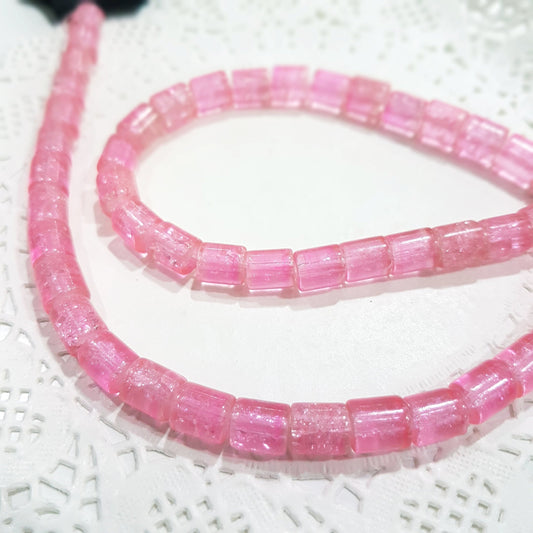 Pink Crackle Glass Bead Strand