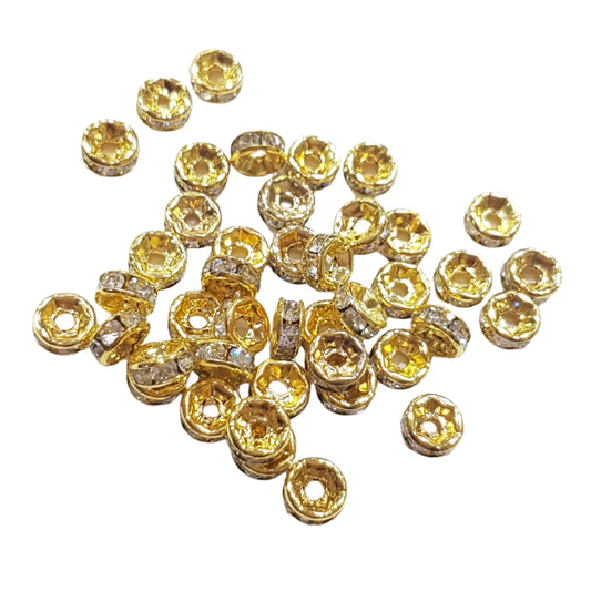 50pc Gold Rhinestone Spacers